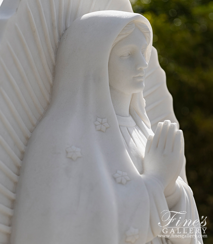 Marble Statues  - 72 Inch Our Lady Of Guadalupe In Statuary White Marble - MS-1213